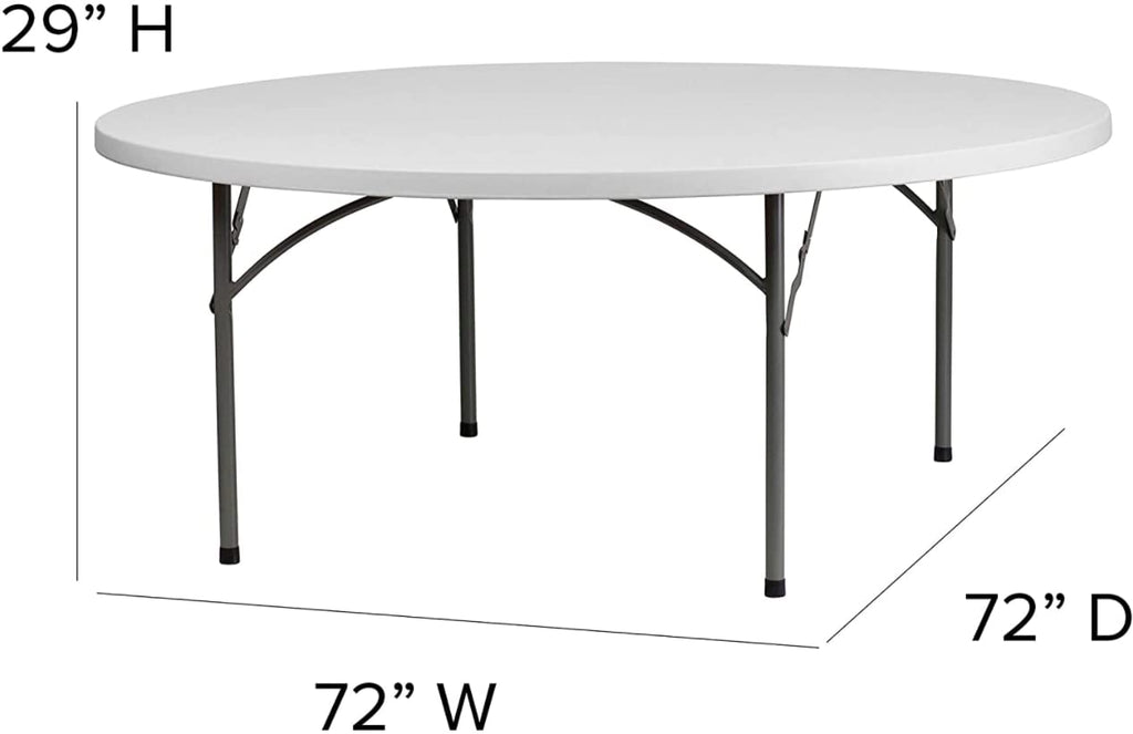 72" Round White Plastic Folding Table N3449