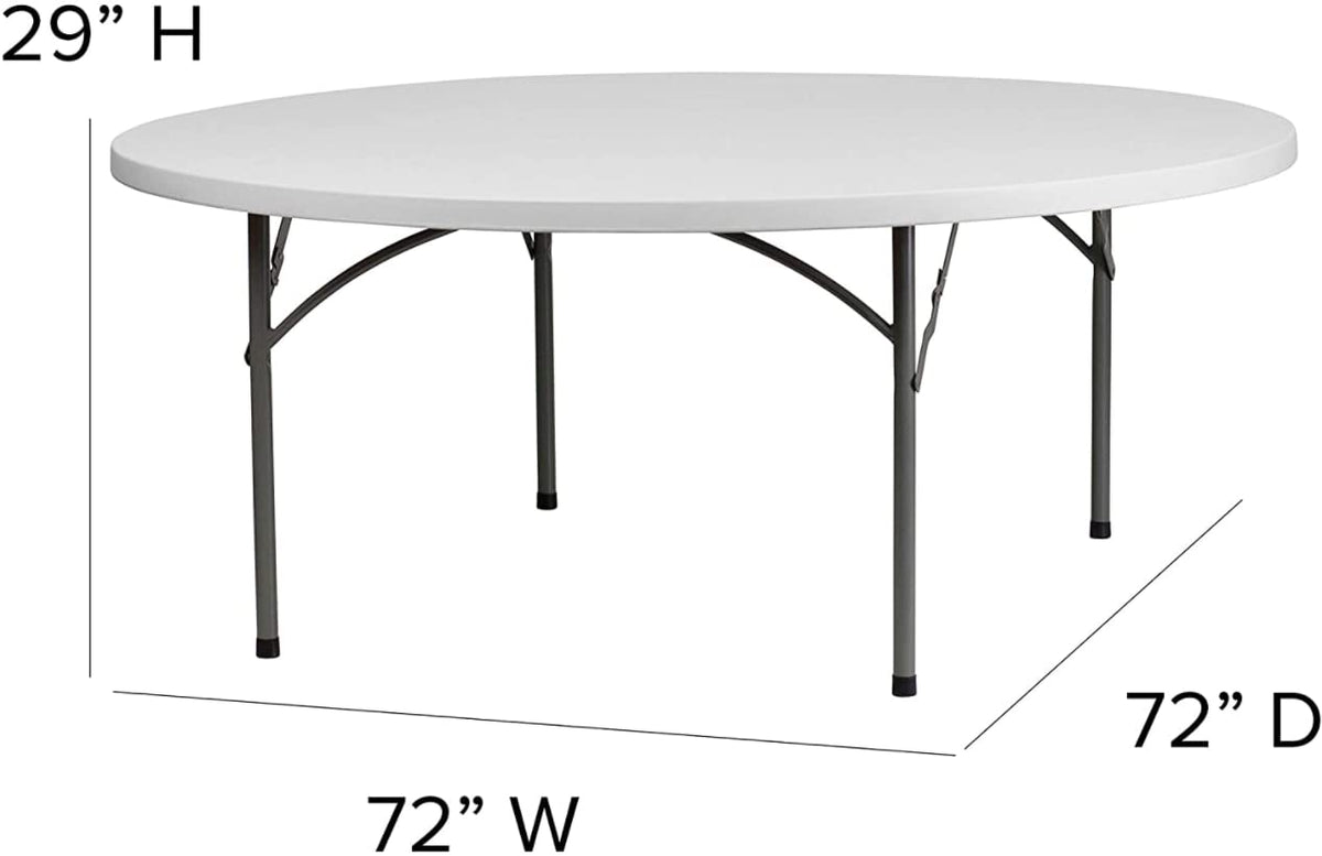 72" Round White Plastic Folding Table N3449