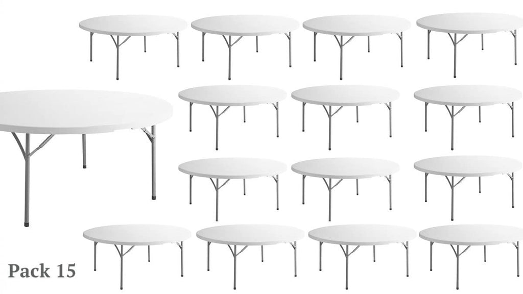 White 6-ft Plastic Folding Round Table D31023