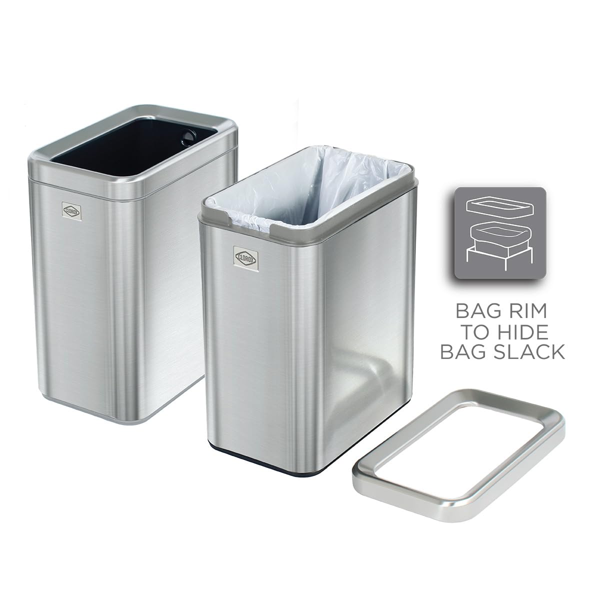 2.6 Gallon Stainless Steel Slim Trash Can with Removable Bucket Y819