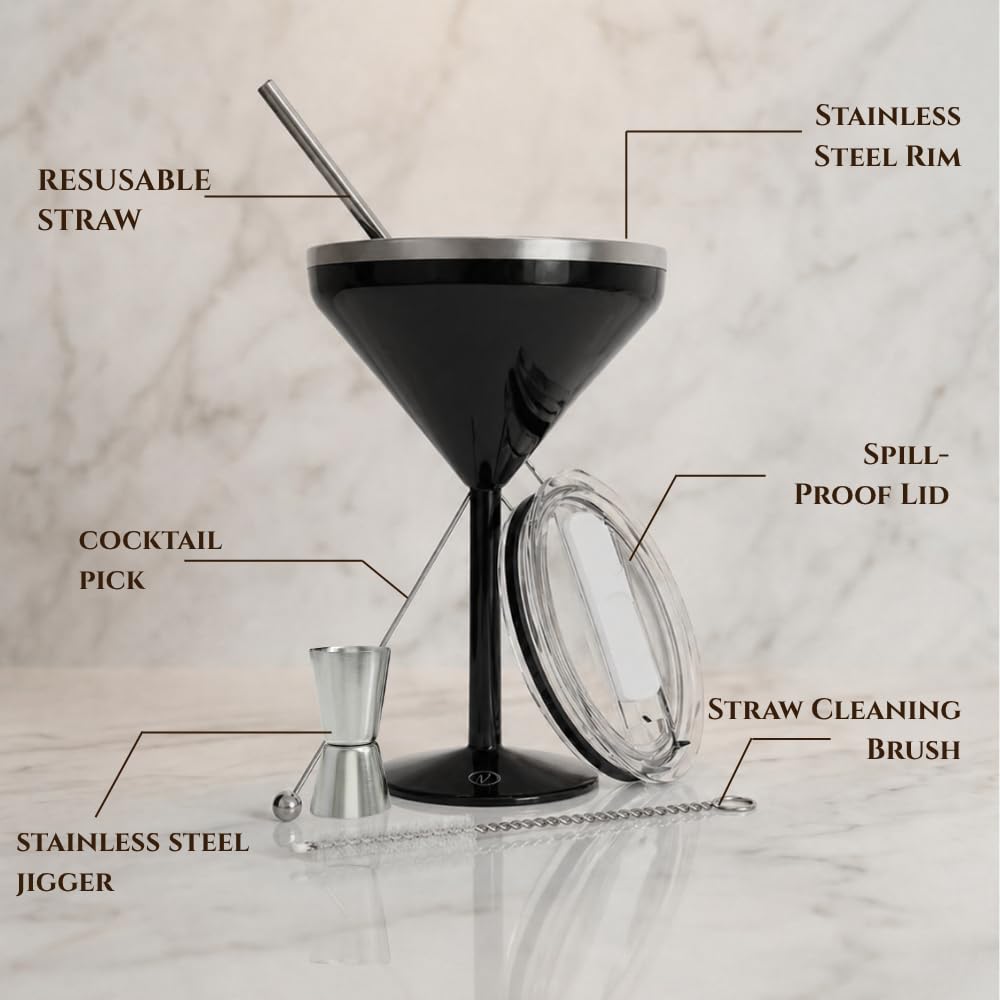 8 oz Stainless Steel Insulated Martini Glass Set of 2 M3578