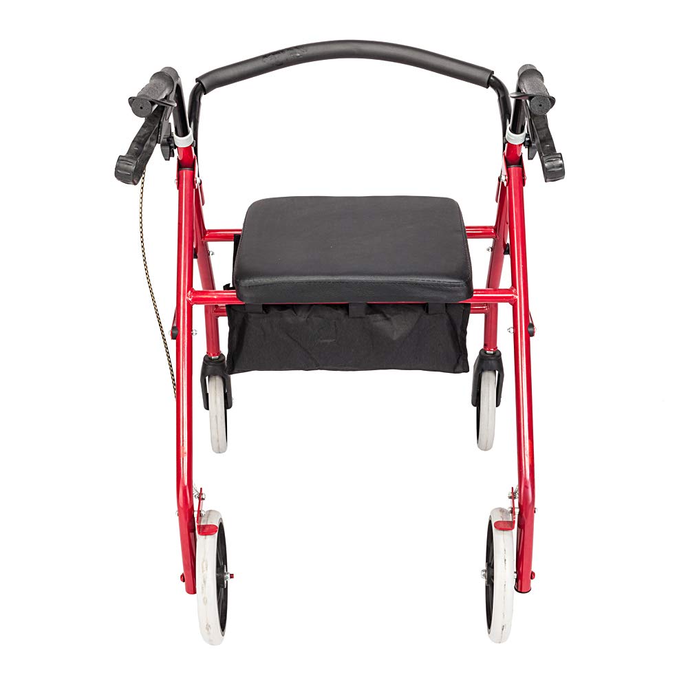 Rollator Walker with Seat, 8-inch Wheels, Black & Red X82188