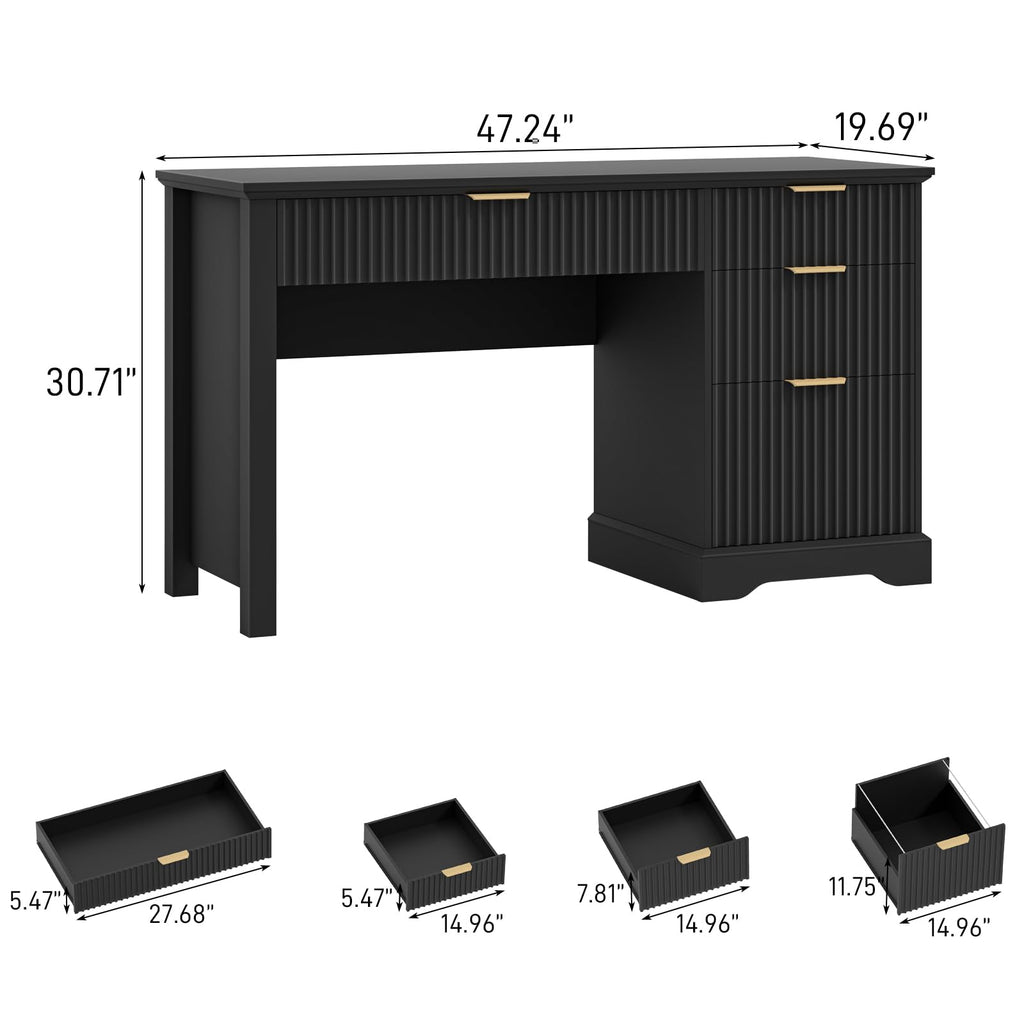Black Wood Executive Desk with Drawers N56639