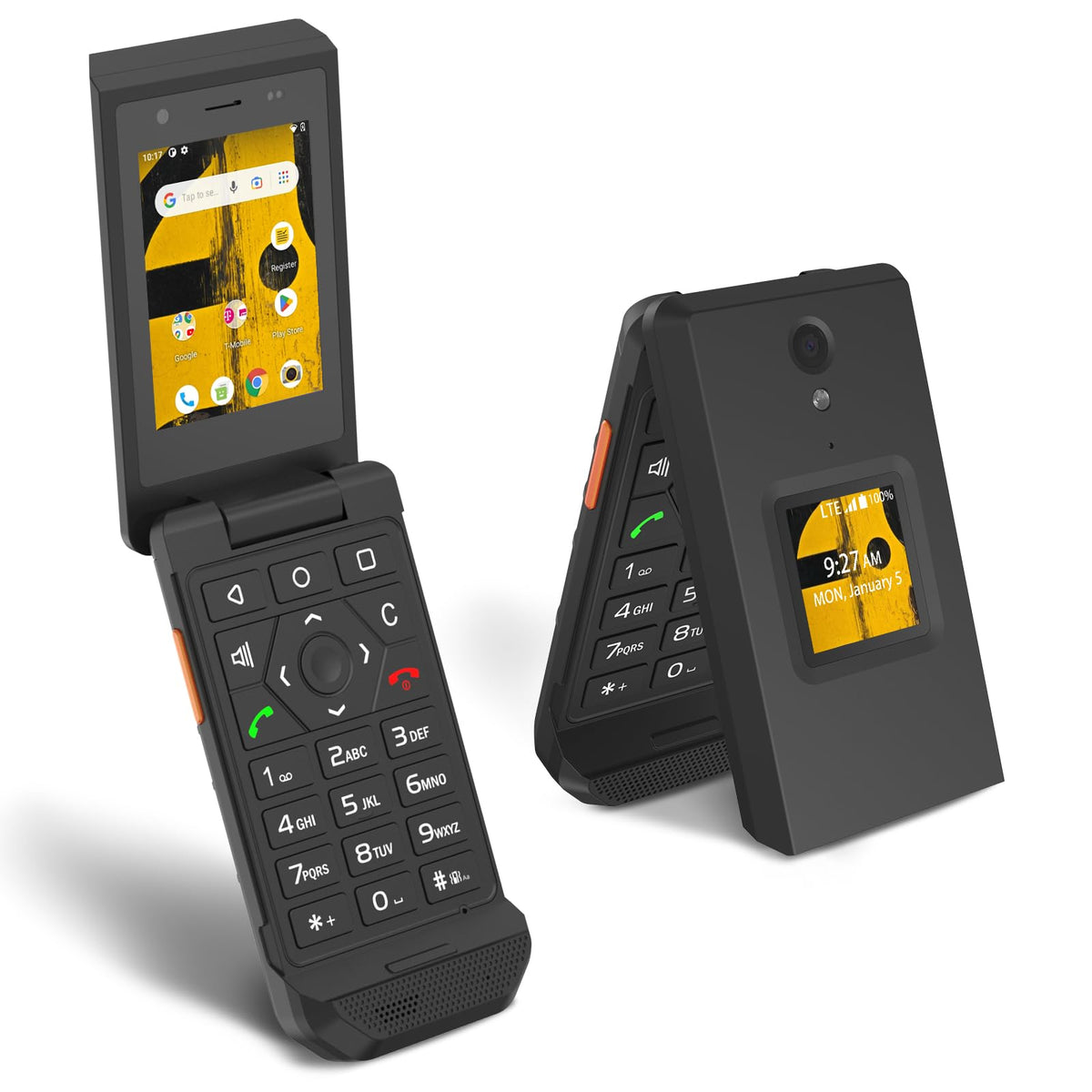 Unlocked Rugged Flip Phone 16GB 2.8'' Touchscreen Android 11 IP68 Water Resistant 4G LTE GSM Single Sim Black L92221