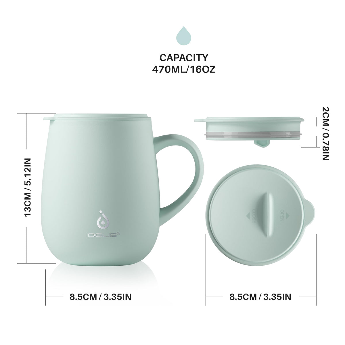 16 oz Insulated Coffee Mug with Lid and Handle Y958049