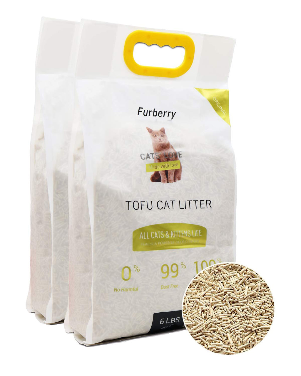 Natural Soy Tofu Cat Litter, Clumping, Flushable, Unscented, 2 Pack W125