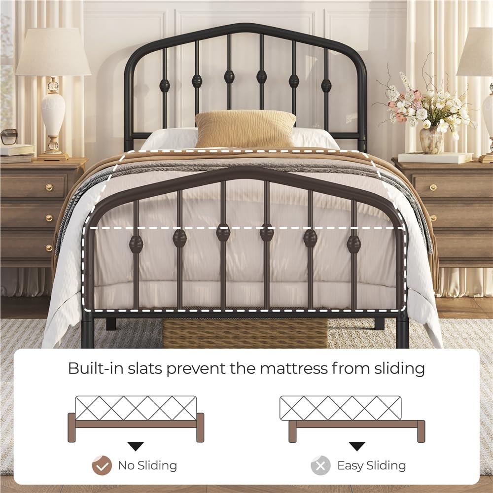 Twin Metal Bed Frame with Victorian Headboard M594432