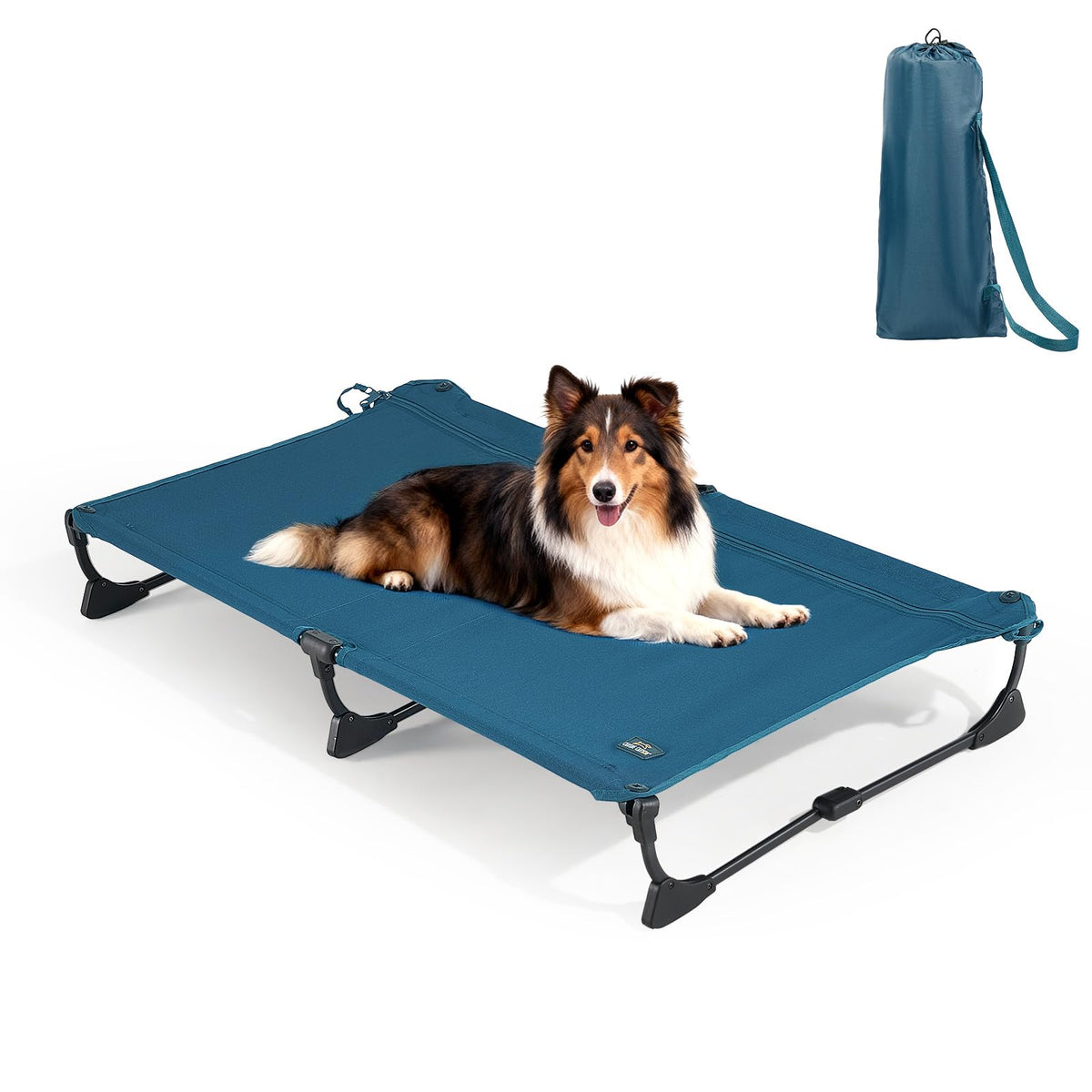 Large Elevated Dog Cot with Non-Slip Feet, Dark Blue C97391