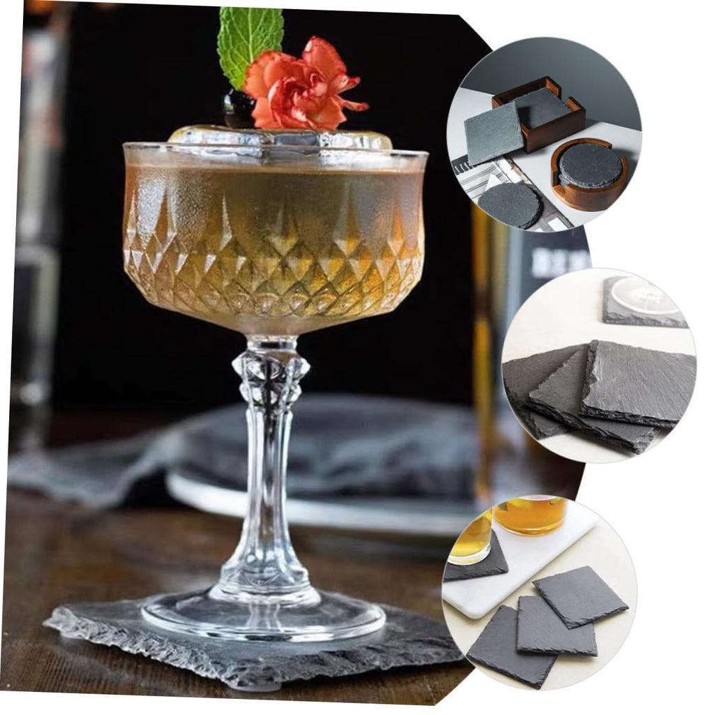 Black 12pcs Natural Stone Coasters D2580