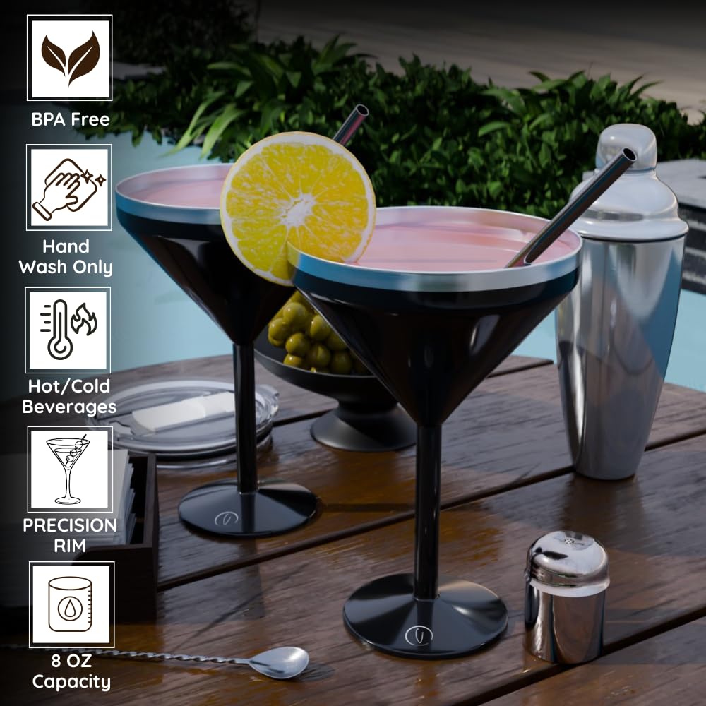 8 oz Stainless Steel Insulated Martini Glass Set of 2 M3578