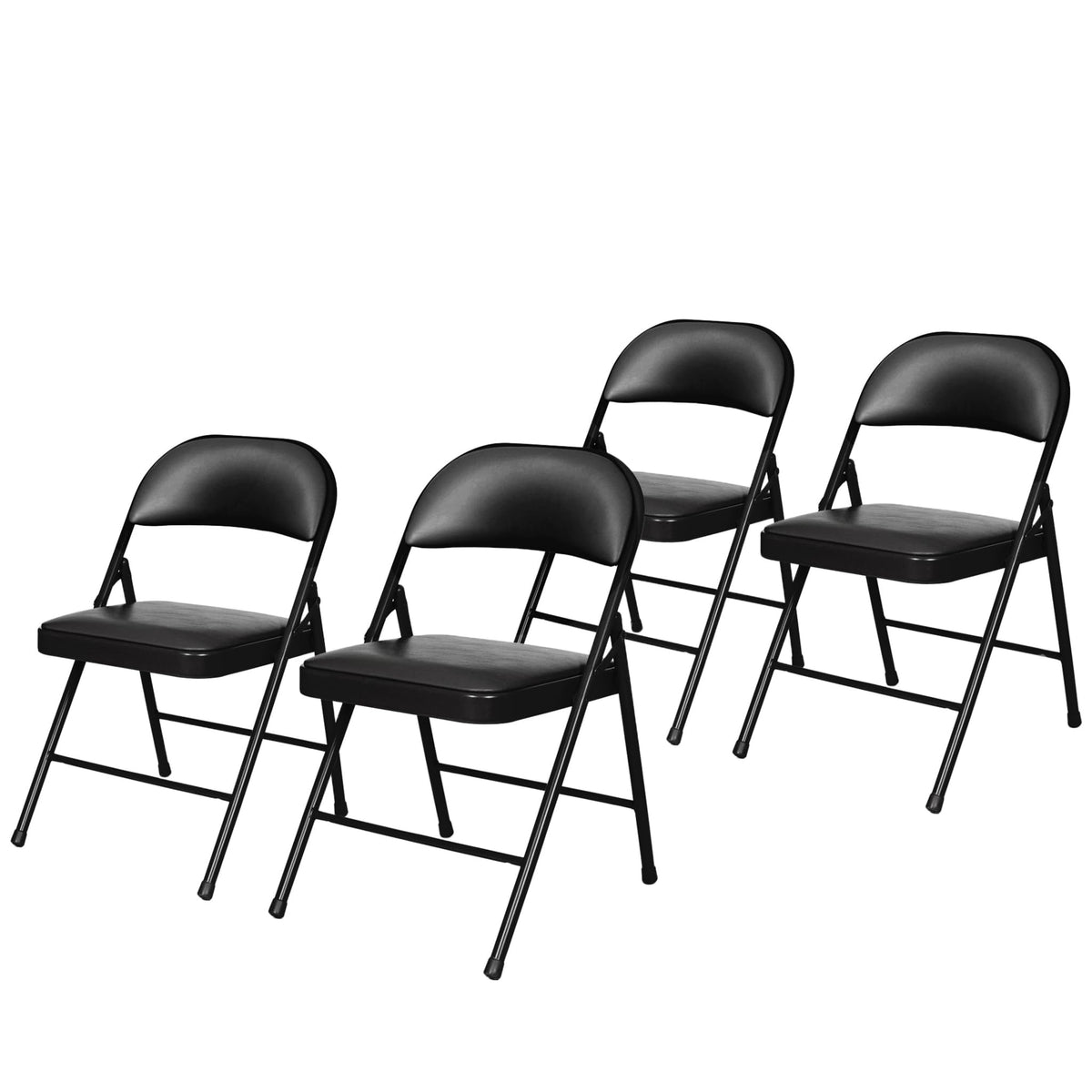 Black Vinyl Padded Steel Folding Chairs 4-Pack U601