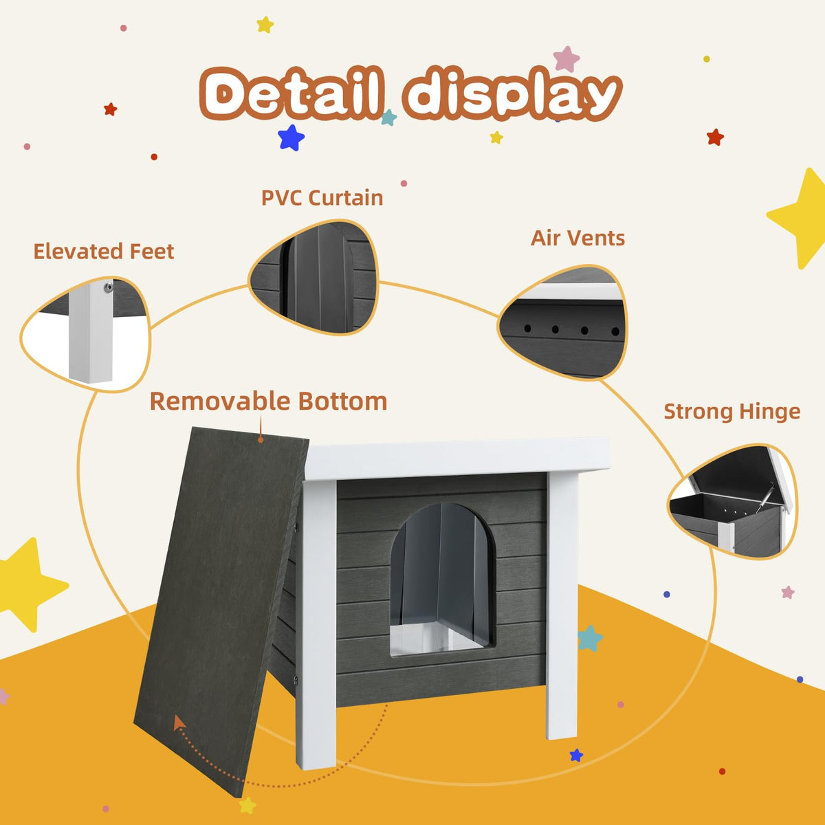 Outdoor Cat House Weatherproof HDPE Grey Medium R4186