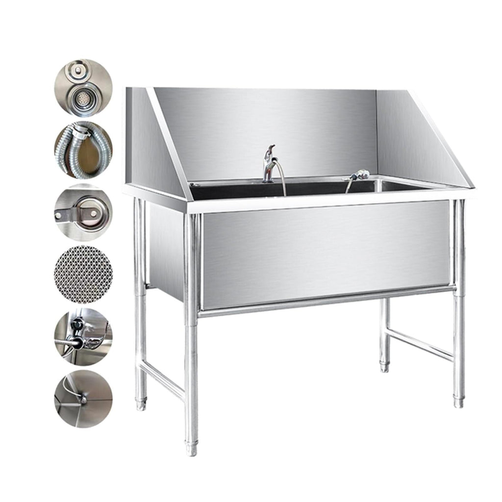 Stainless Steel Dog Grooming Bathtub with Faucet N57141