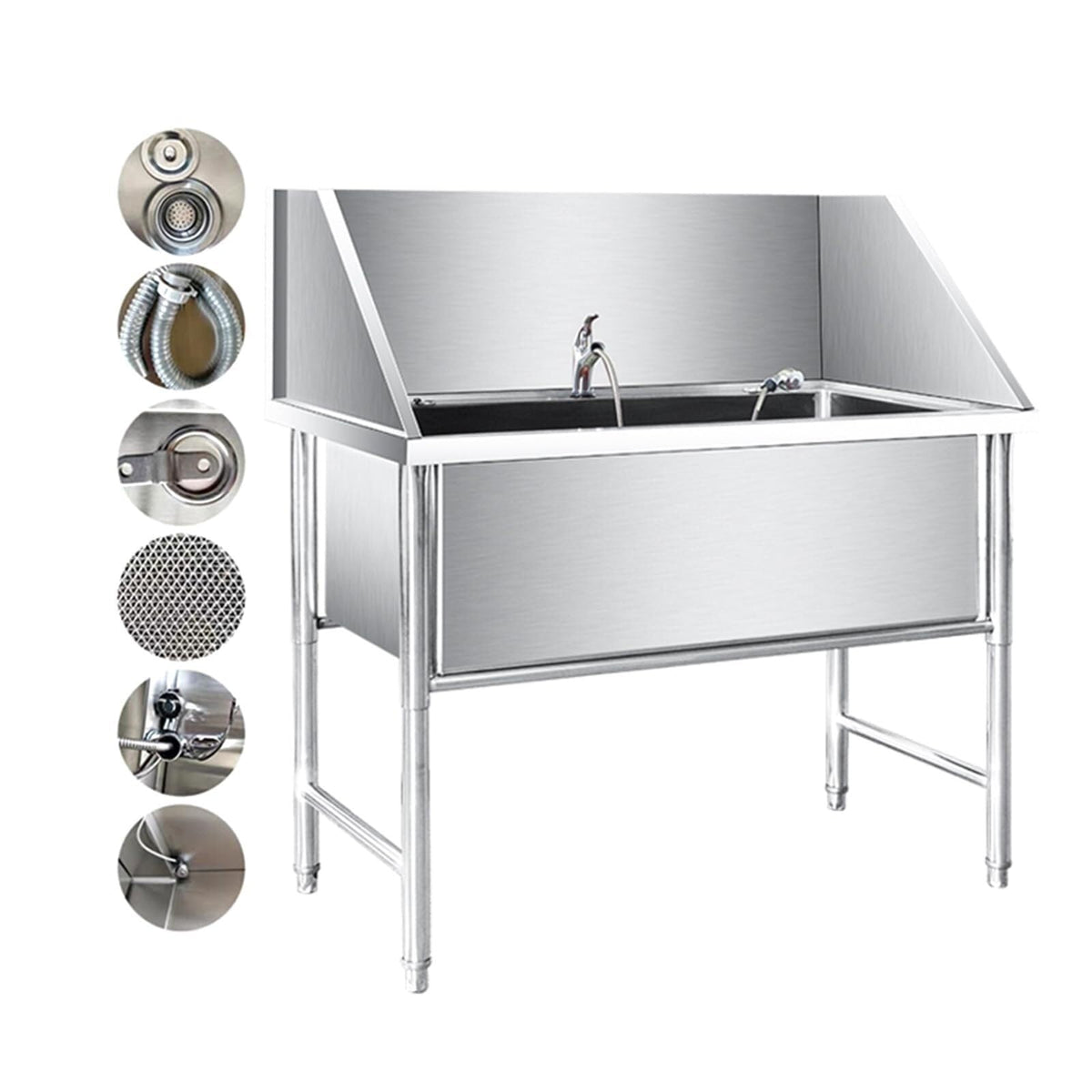 Stainless Steel Dog Grooming Bathtub with Faucet N57141