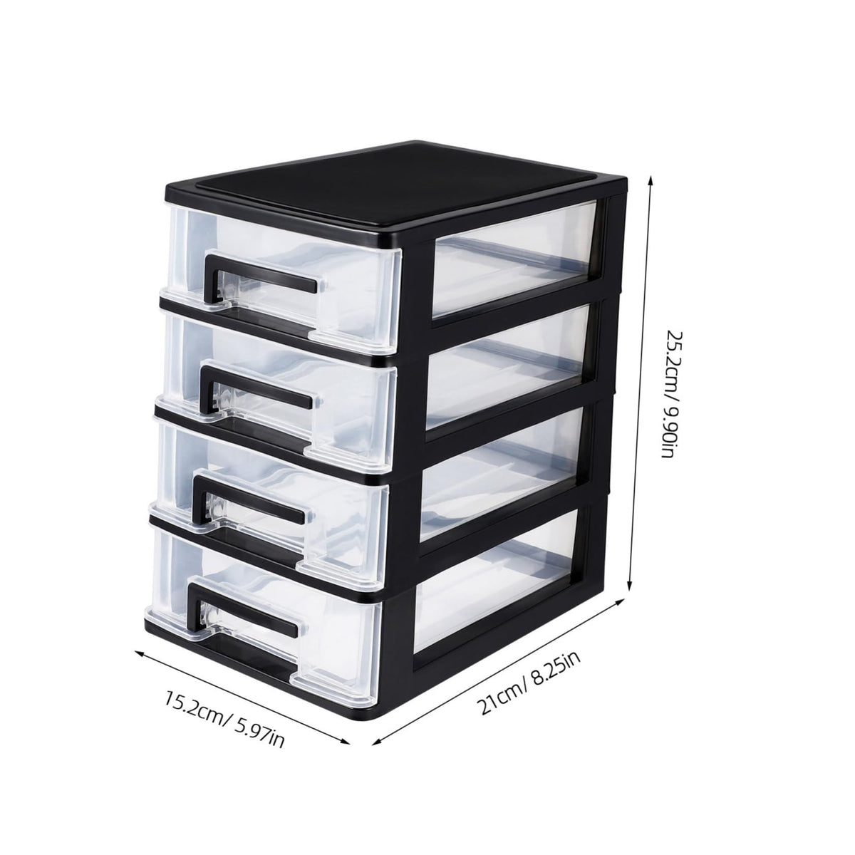 Black Transparent 4-Layer Plastic Drawer Storage Cabinet U69673