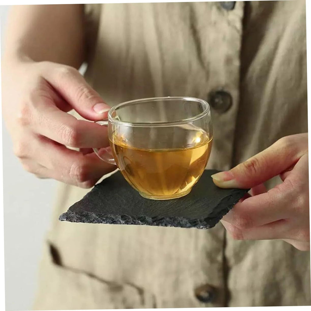 Black 12pcs Natural Stone Coasters D2580