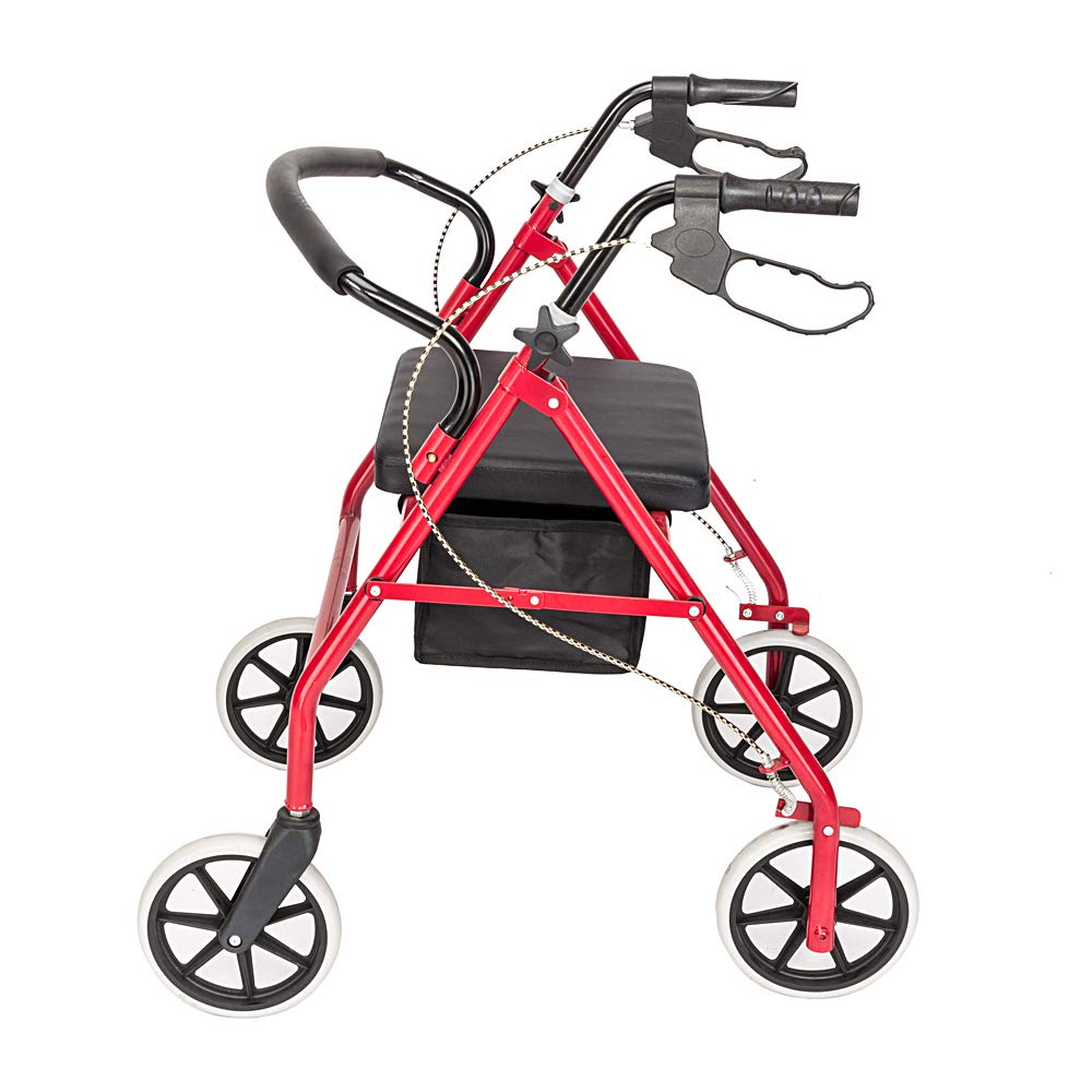 Rollator Walker with Seat, 8-inch Wheels, Black & Red X82188