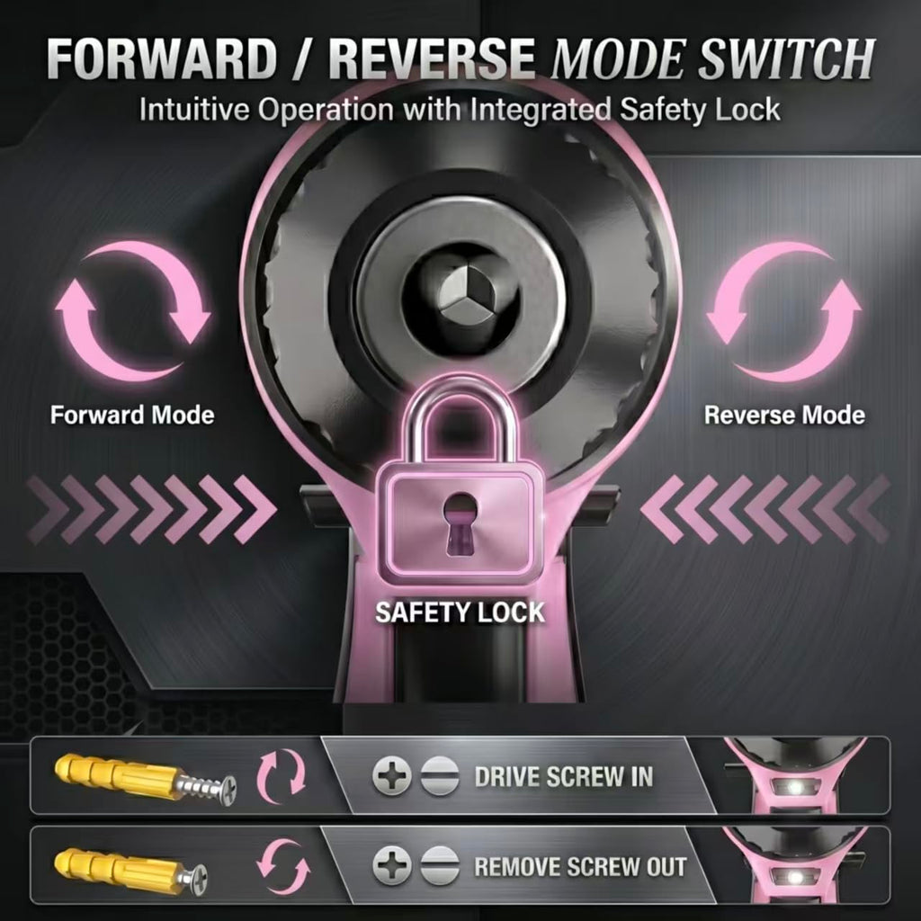 12V Cordless Drill Set with Battery & Charger, 180 In-lbs Torque, 3/8" Keyless Chuck, Pink K985