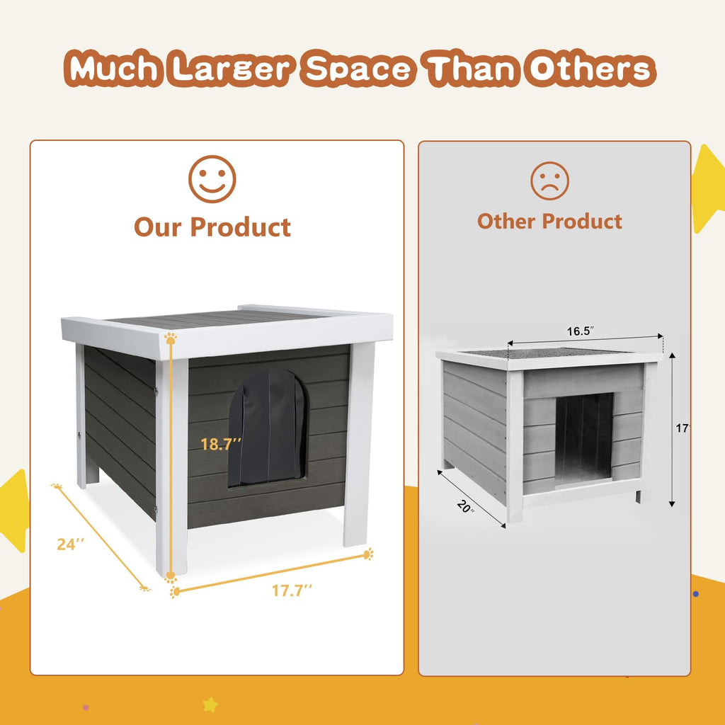 Outdoor Cat House Weatherproof HDPE Grey Medium R4186