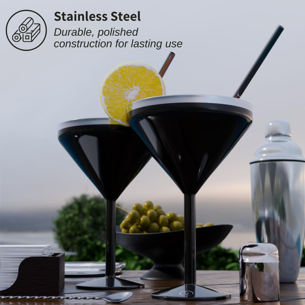 8 oz Stainless Steel Insulated Martini Glass Set of 2 M3578
