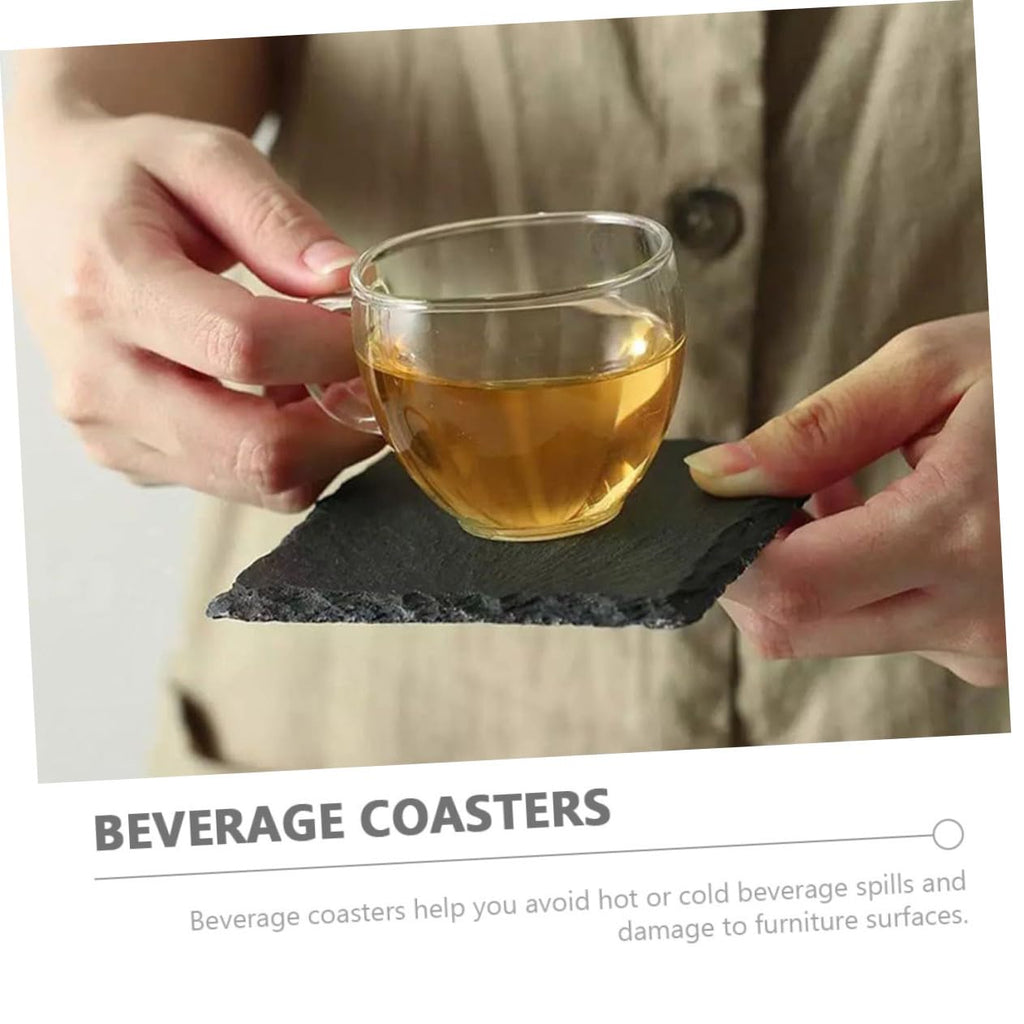 Black 12pcs Natural Stone Coasters D2580
