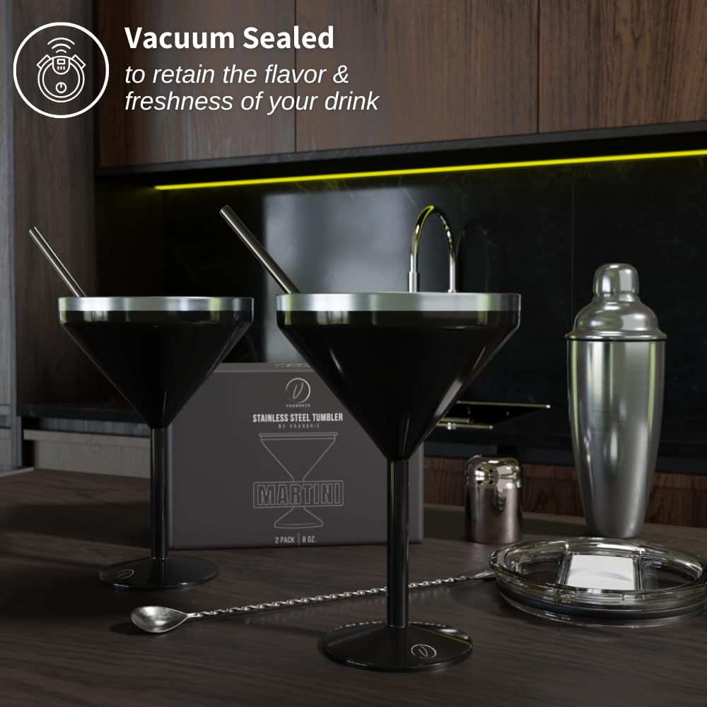 8 oz Stainless Steel Insulated Martini Glass Set of 2 M3578