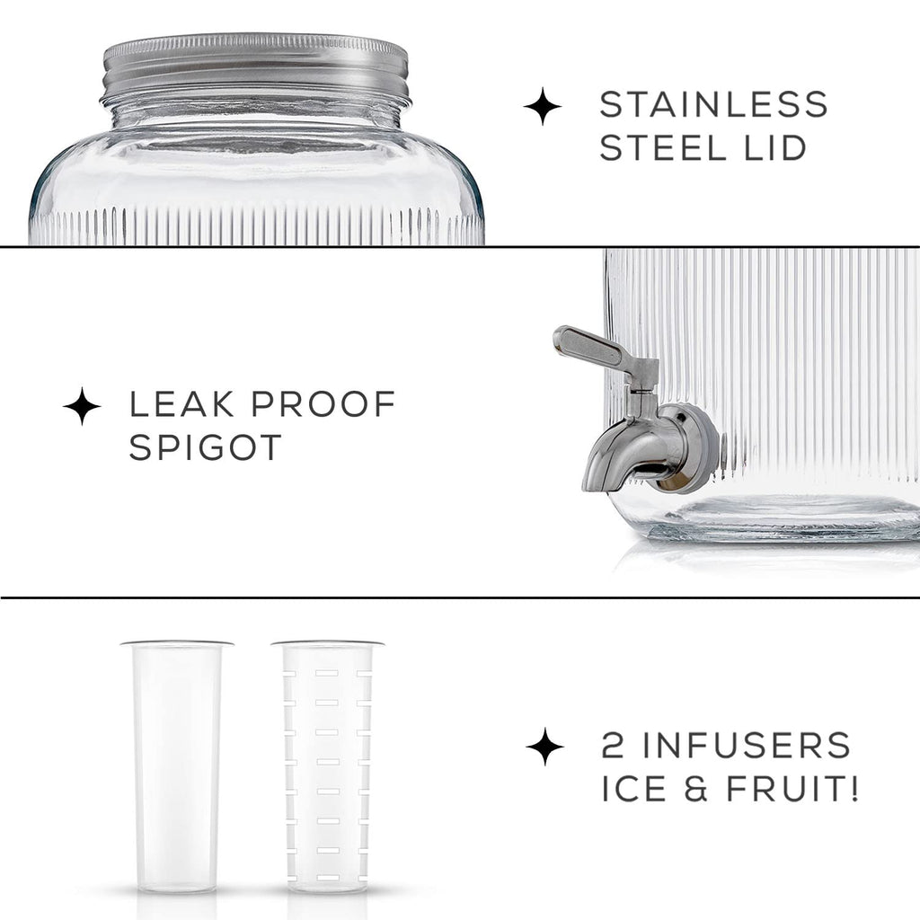 1 Gallon Glass Beverage Dispenser with Stainless Steel Spigot G263