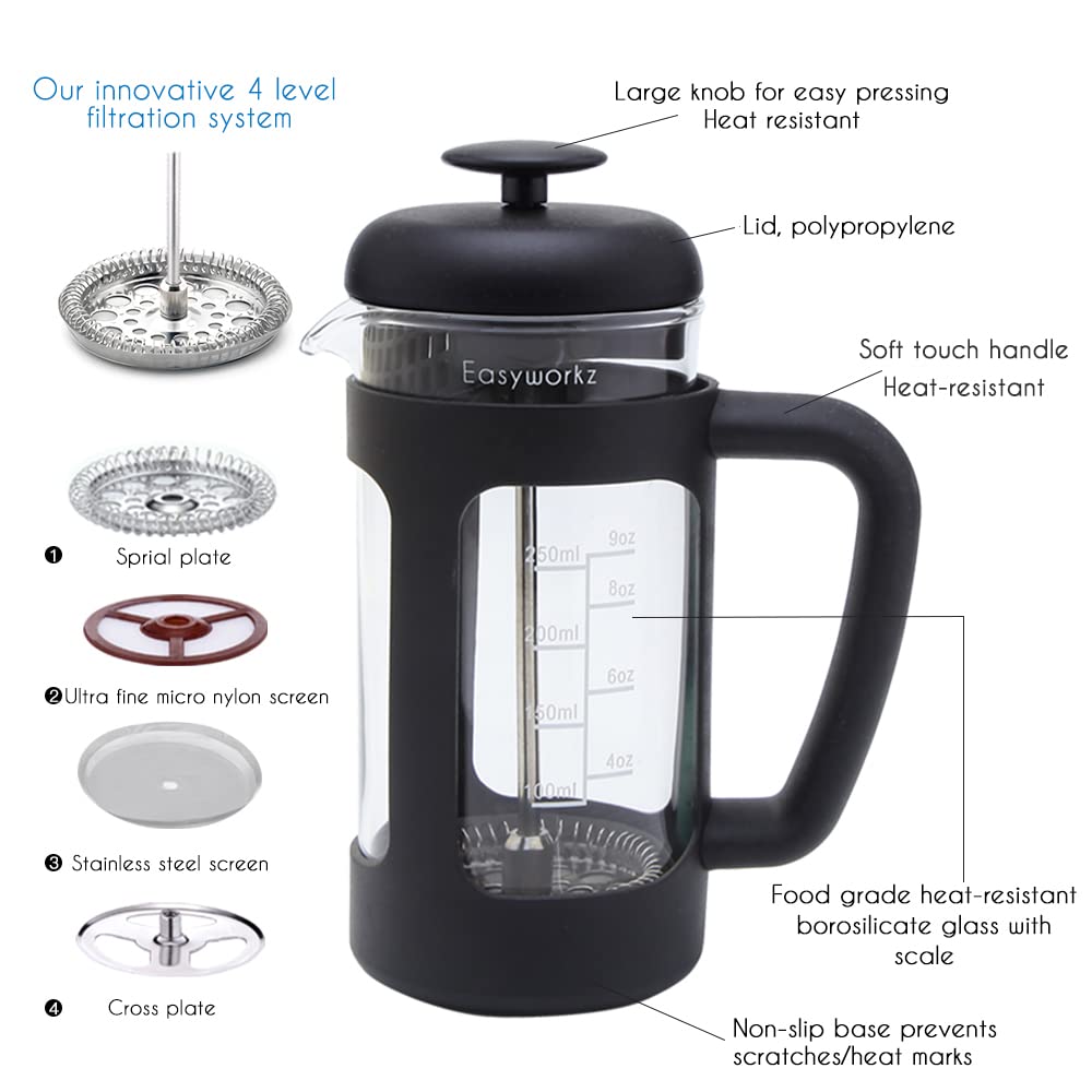 12 oz French Press Coffee Tea Maker with Measuring Spoon S79405