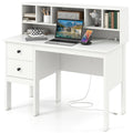 White Desk with Drawers and Hutch M83383