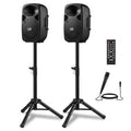 8 Inch Rechargeable Bluetooth PA System with Tripod Stands, Wired Mic J434