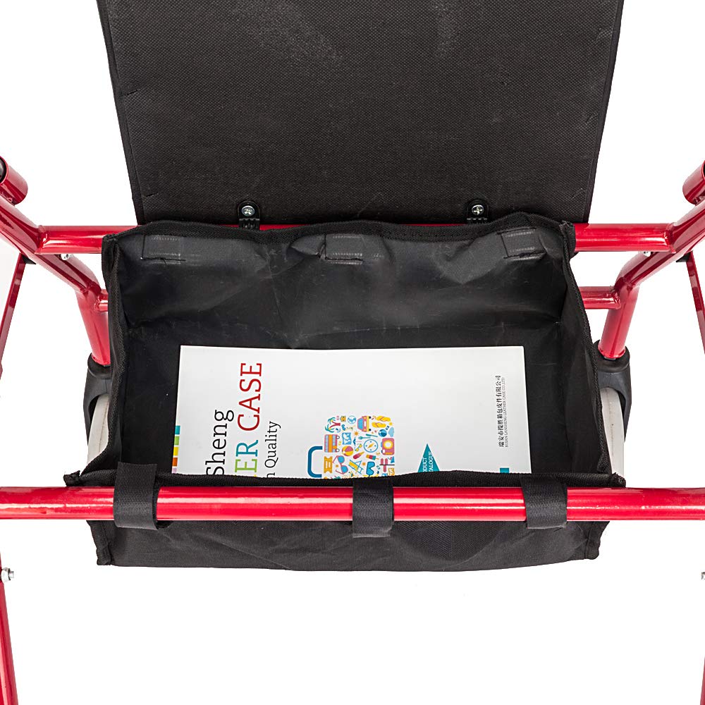Rollator Walker with Seat, 8-inch Wheels, Black & Red X82188
