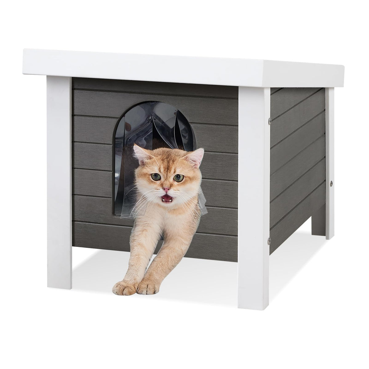 Outdoor Cat House Weatherproof HDPE Grey Medium R4186