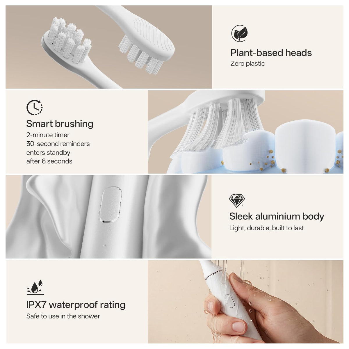 Rechargeable UV Sanitizing Sonic Toothbrush Black White Q9377