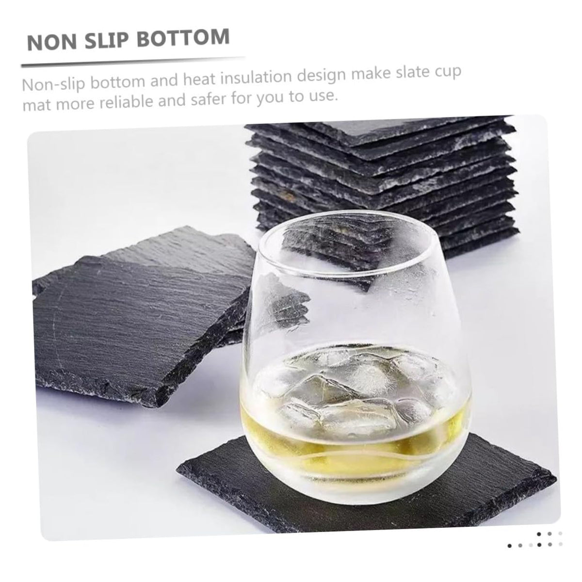 Black 12pcs Natural Stone Coasters D2580
