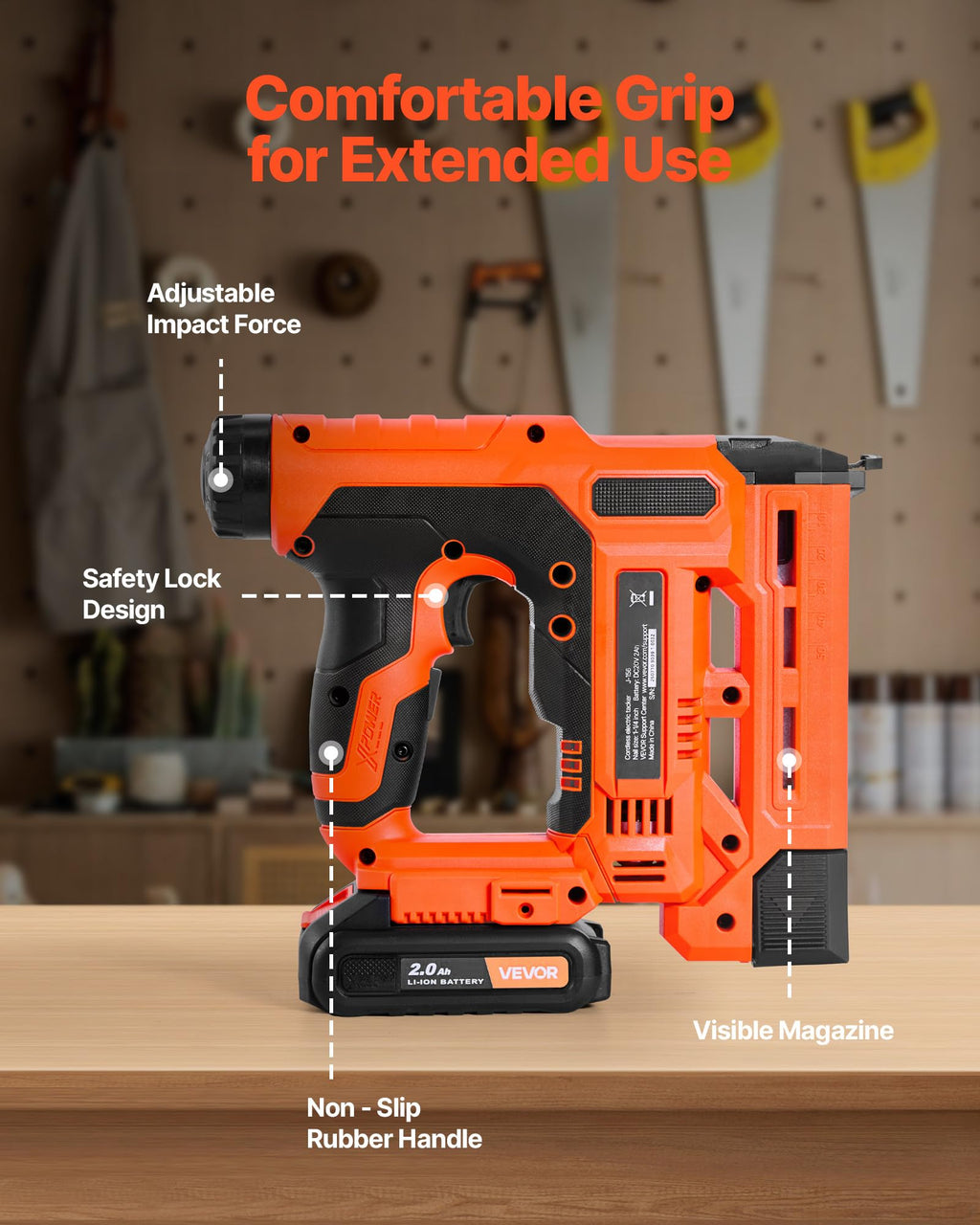 Cordless 2-in-1 18 Gauge Nail Gun Staple Gun E8015