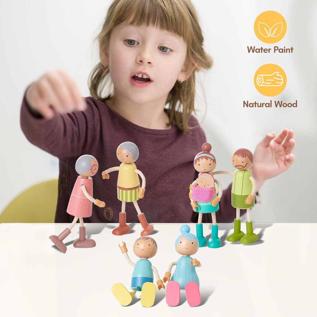 Wooden Family Dolls Set of 7 F12130