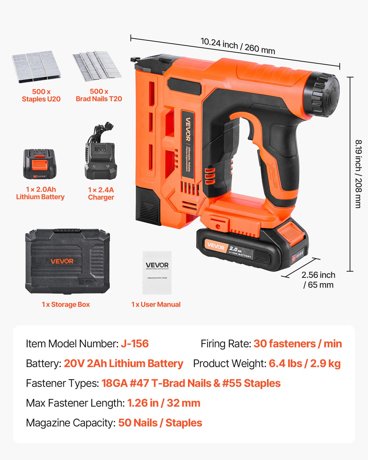 Cordless 2-in-1 18 Gauge Nail Gun Staple Gun E8015