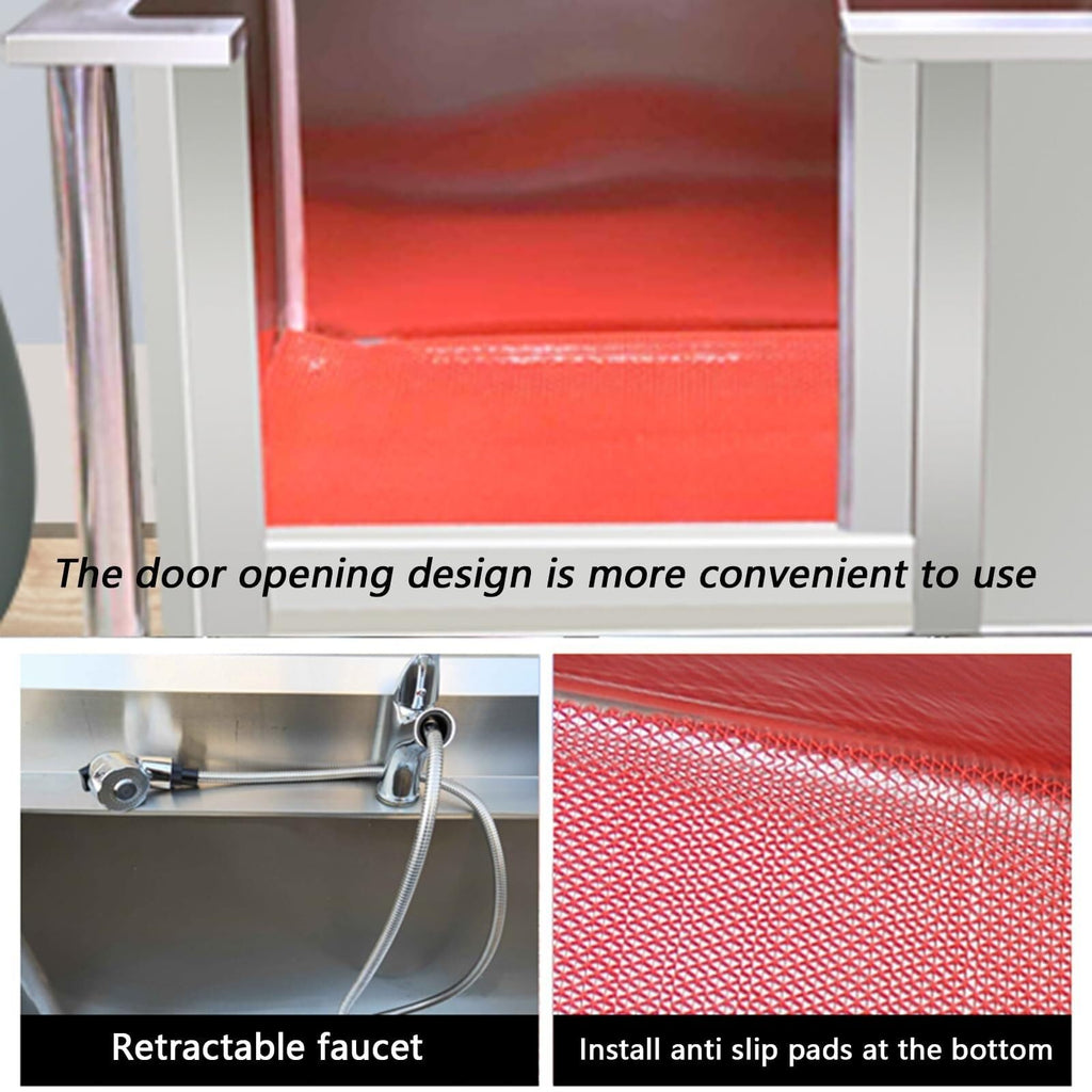 Stainless Steel Dog Grooming Bathtub with Faucet N57141