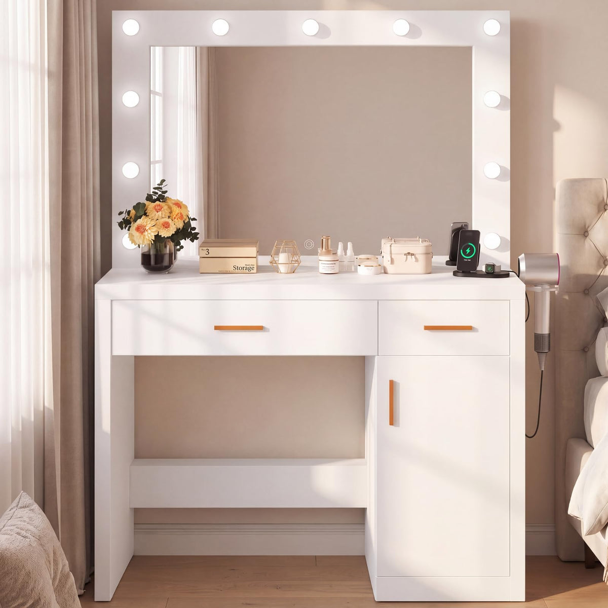 Vanity Desk with Mirror and Lights V304