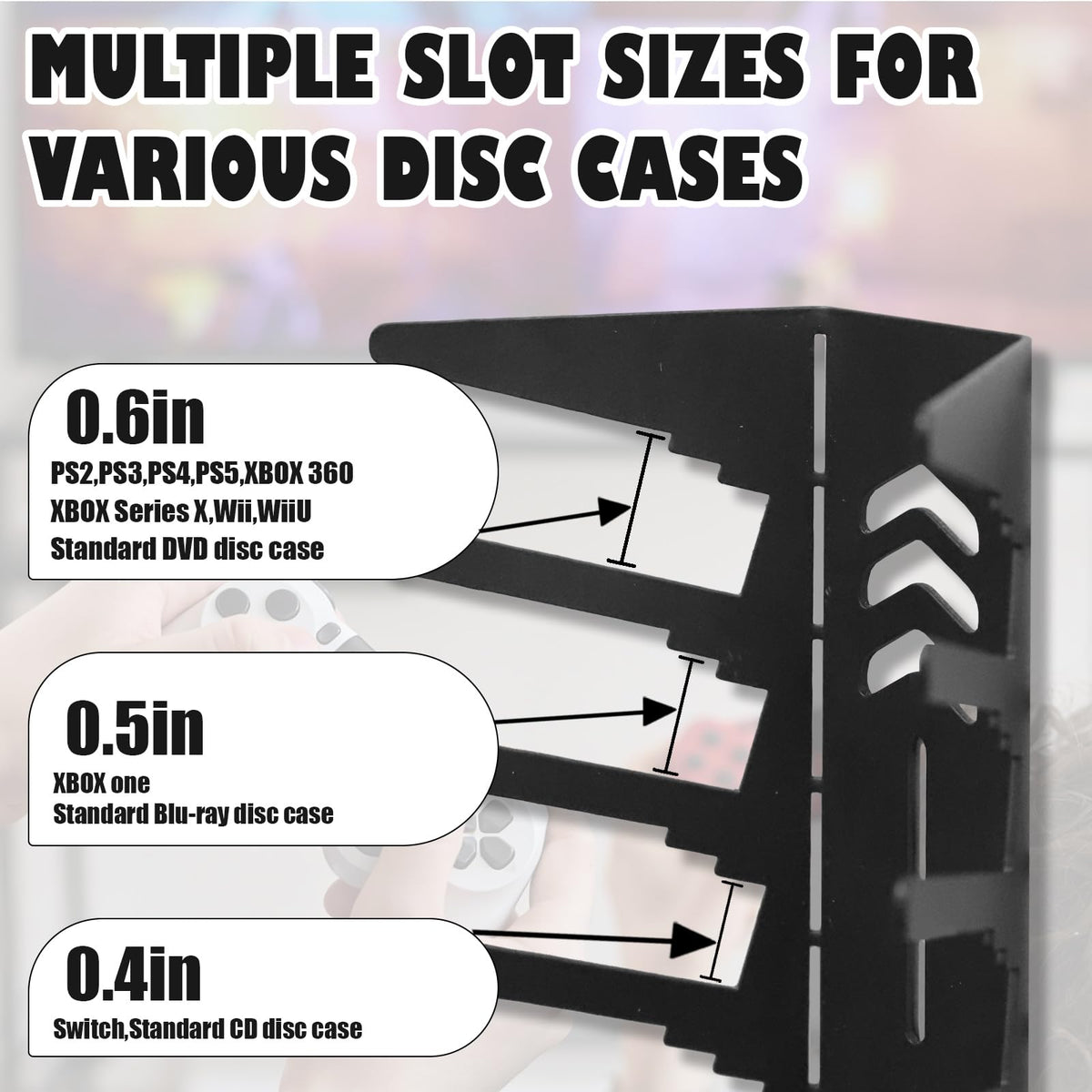 4-Pack Wall Mount Metal DVD Rack Holds 72 Games F18560