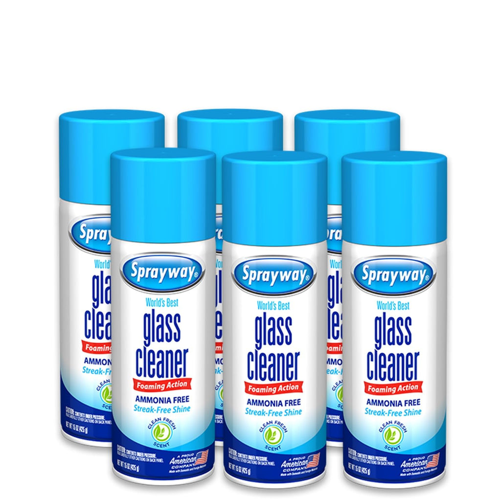 Ammonia-Free Glass Cleaner Aerosol Spray, 15oz, Pack of 6 I524669