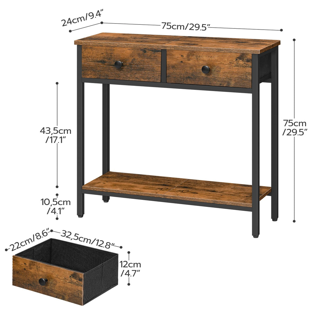 29.5" Narrow Console Table with 2 Fabric Drawers V599