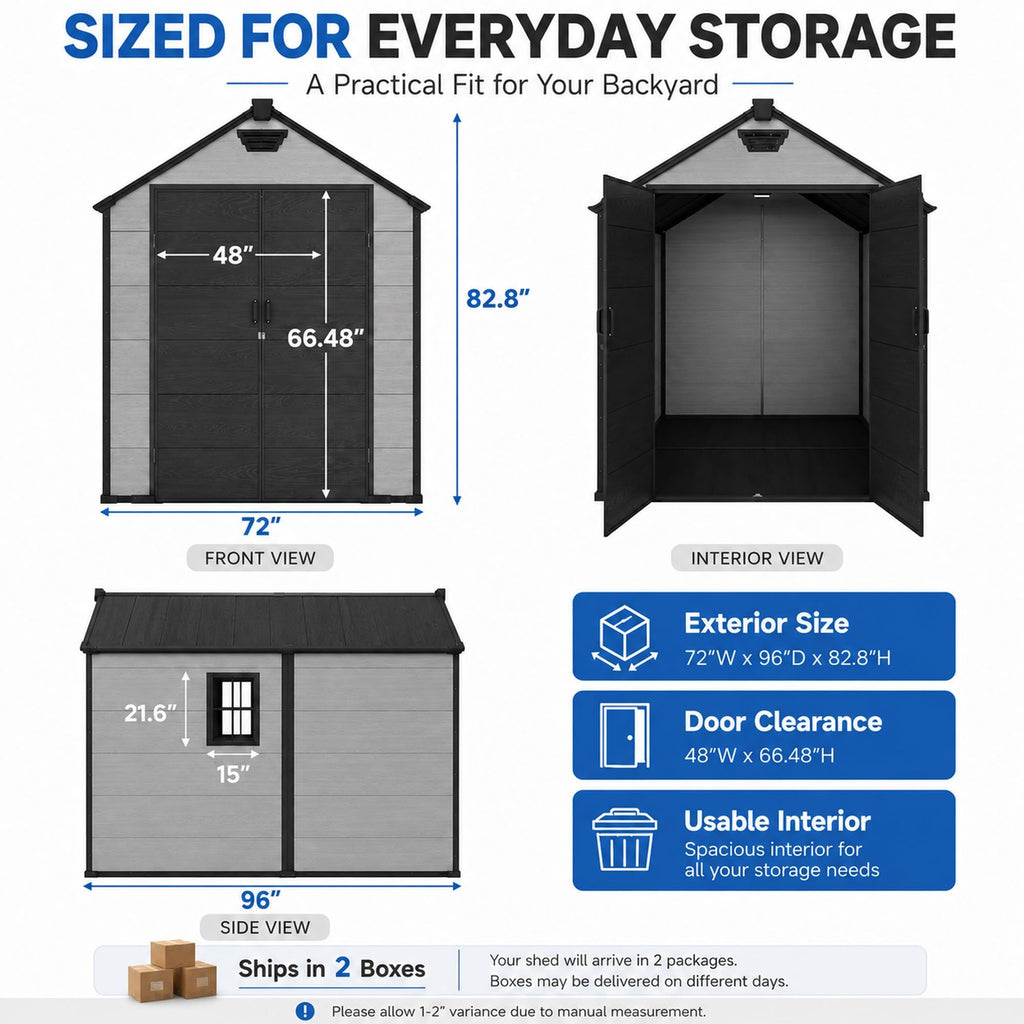 6x8 FT Resin Storage Shed with Floor J4693