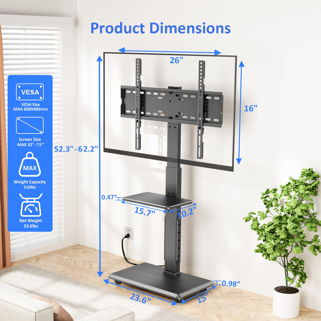 Rolling TV Stand with Power Outlet for 32-75" TV M4318