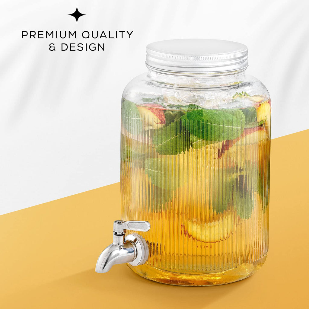 1 Gallon Glass Beverage Dispenser with Stainless Steel Spigot G263