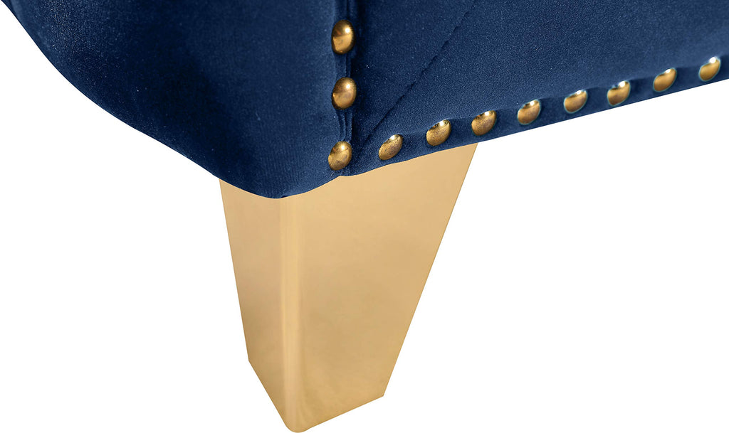 Navy Velvet Sofa with Gold Nailhead Trim R827994