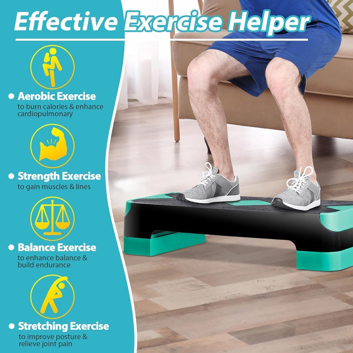 26.5 inch Aerobic Step Platform with 4 Risers K847552