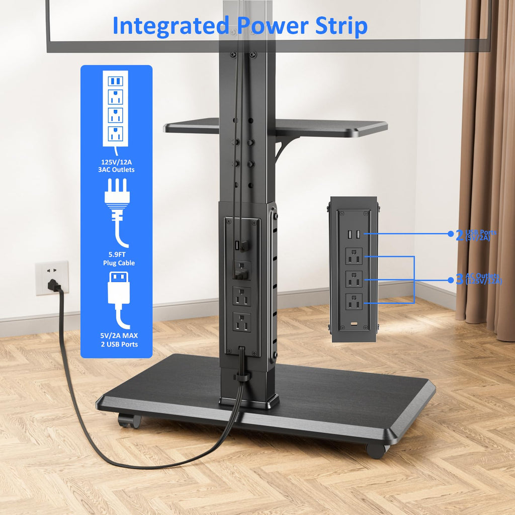 Rolling TV Stand with Power Outlet for 32-75" TV M4318