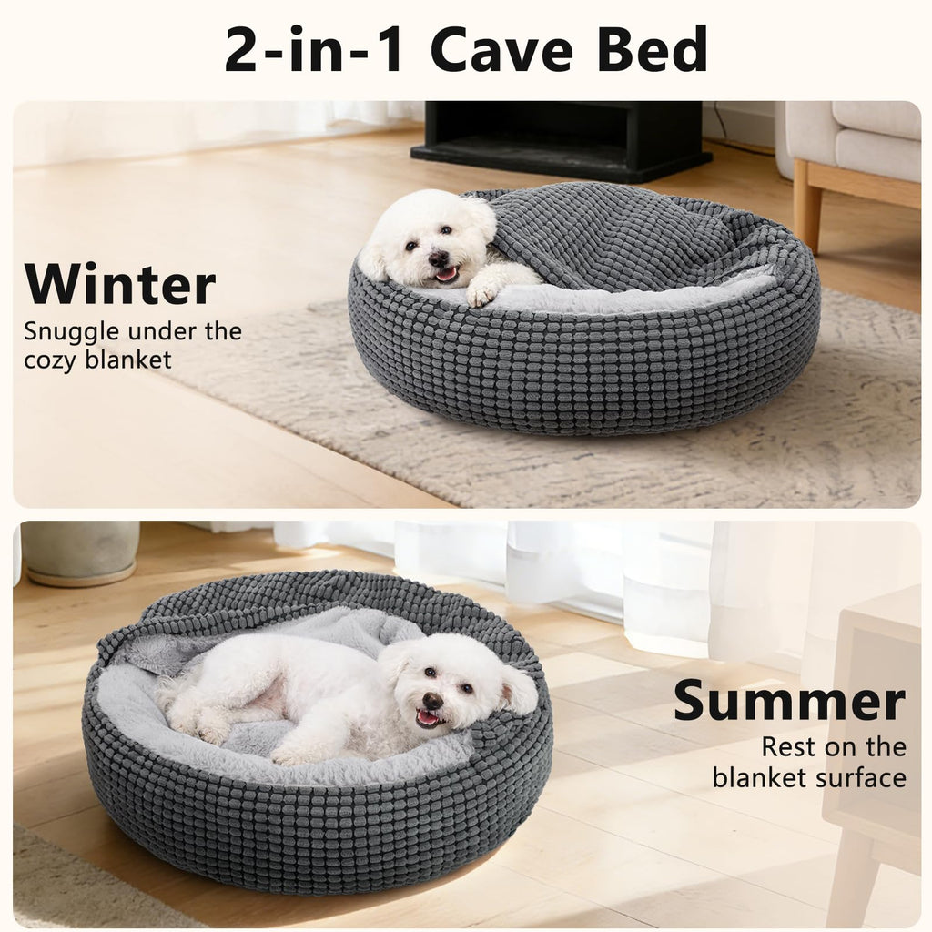Small Dog Bed with Attached Blanket, 23inch S834613