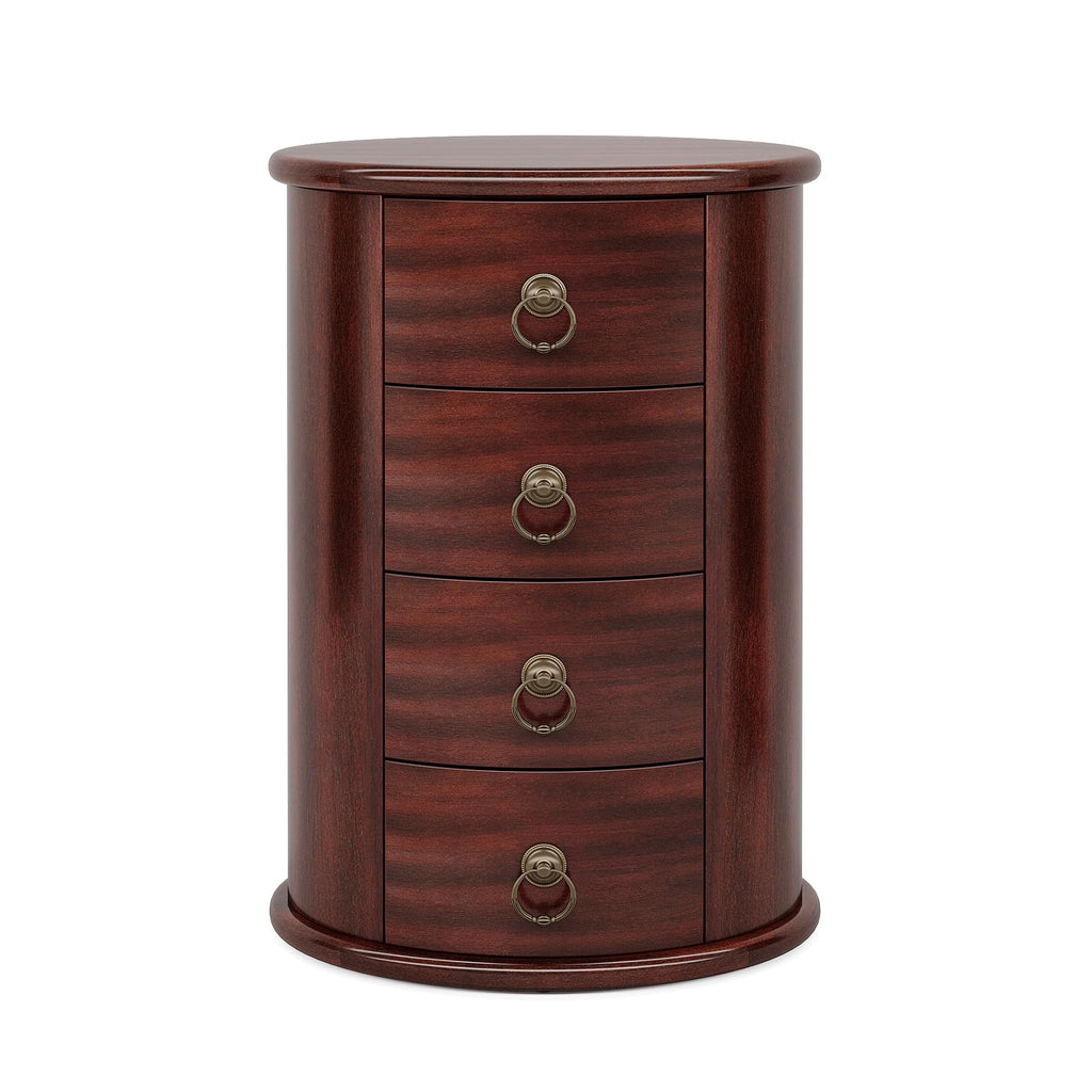 Solid Wood Round End Table with 4 Drawers O1036